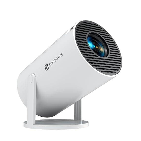 Portronics Beem 440 Smart LED Projector with 720p HD Resolution, Rotatable Design, Built-in Streaming Apps (Netflix, Prime Video, Hotstar), 2000 Lumens, Screen Mirroring, 3 Watts Speaker (White)